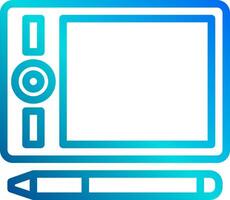 A tablet computer with a pen and pencil vector