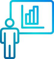 A man is standing in front of a chart with a bar graph vector