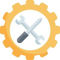 A wrench and a wrench in a gearwheel vector