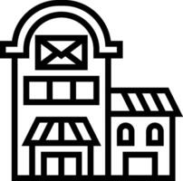 A black and white illustration of a building vector