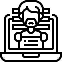 A man is sitting in a laptop with a computer screen vector