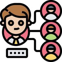 A man with a computer and a group of people around him vector