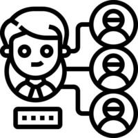 A person with a computer and a group of people around him vector