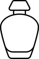 A black and white outline of a perfume bottle vector
