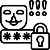 A black and white image of a mask and a lock vector
