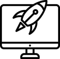A computer monitor with a rocket on it vector