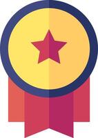 A star badge with a ribbon around it vector