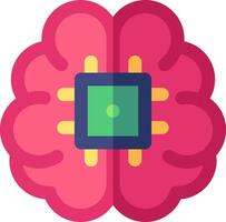 A brain with a computer chip in it vector