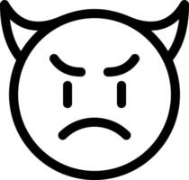 A black and white devil emoticon icon vector