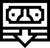 A black and white icon of a dollar sign vector