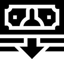 A black and white icon of a dollar sign vector