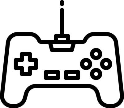 A black and white outline of a game controller vector