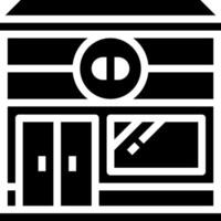 A black and white icon of a store vector