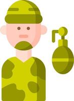 A man in camouflage with a bomb and a grenade vector