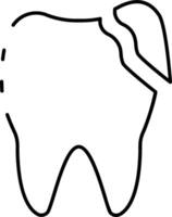 A tooth with a broken tooth in the middle vector