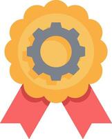 A flat icon of a gear wheel with a ribbon vector