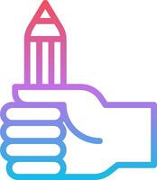 A hand holding a pencil with a red and blue outline vector