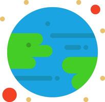 A flat earth icon with a green planet vector