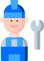 A blue man with a wrench and a blue hat vector
