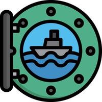 A ship in a porthole with a blue background vector