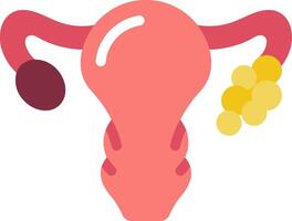 A woman's uterus with a grape and a pear vector