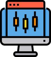 A computer monitor with a bar graph on it vector