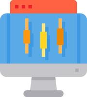 A computer monitor with a bunch of different colored sticks vector