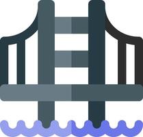 Bridge icon with water and a bridge vector