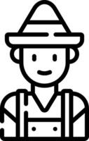 A black and white icon of a farmer vector