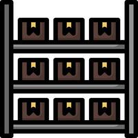 A rack of boxes with a sign on it vector