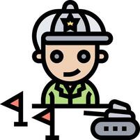 A cartoon soldier with a tank and flag vector