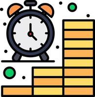 Time management icon with clock and stacks of money vector
