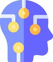 A person's head with a brain connected to a computer vector