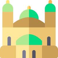 A mosque with green domes and a green dome vector