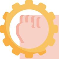 A yellow gear with a fist in it vector