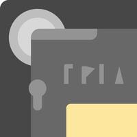A flat icon of a computer with a yellow light vector