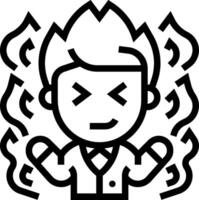 A cartoon man with fire coming out of his head vector
