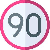 A pink and white icon with the number 90 vector