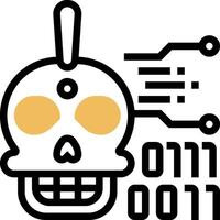 A skull with a computer and a computer chip vector