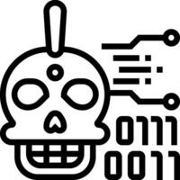 A black and white image of a skull with a computer vector