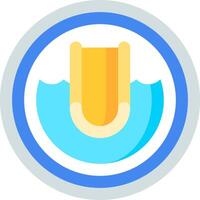 A blue and yellow circle with a yellow pen in it vector