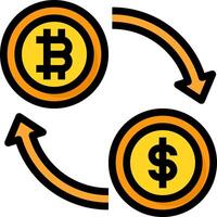 Bitcoin and dollar exchange vector