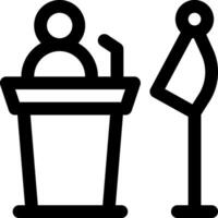A black and white icon of a man in a podium vector