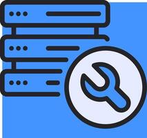 A blue icon with a wrench and a server vector