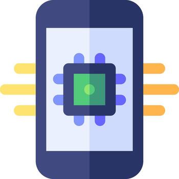 A smartphone with a processor chip on it vector