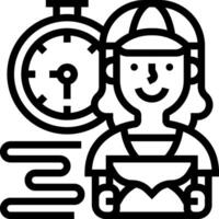 A woman with a clock and a bag of food vector