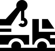A black and white truck with a crane on it vector