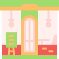 A cartoon of a small store with a door and window vector