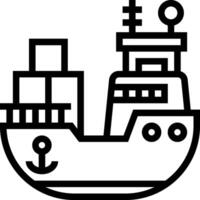 A black and white line drawing of a ship vector