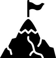 A mountain with a flag on top of it vector
